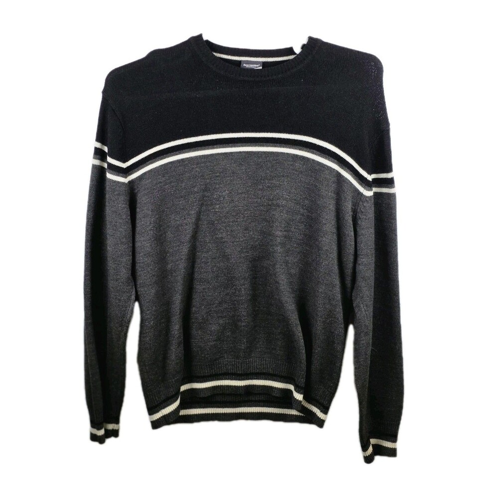 Ferruche‎ Men's XL Black & Gray 100% Acrylic Long Sleeve Sweater